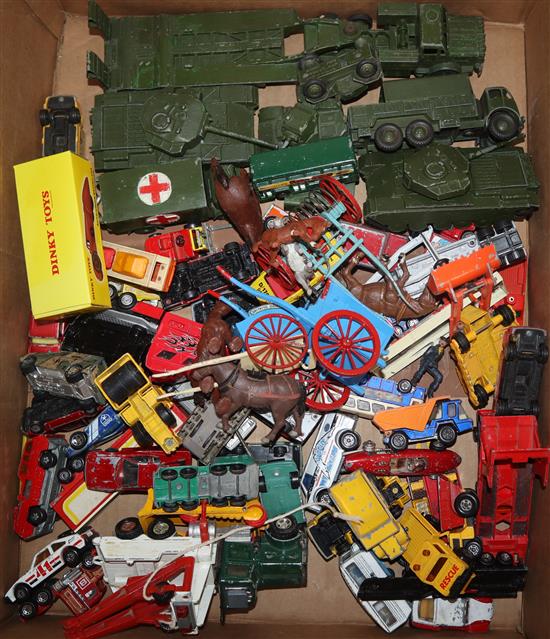 A collection of Corgi, military, matchbox, etc